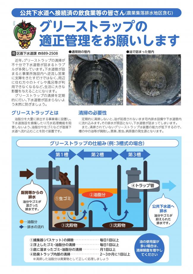 グリーストラップの適正管理をお願いします