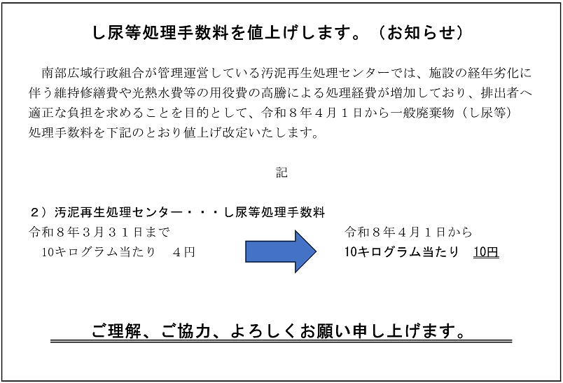 し尿等処理手数料の改定について